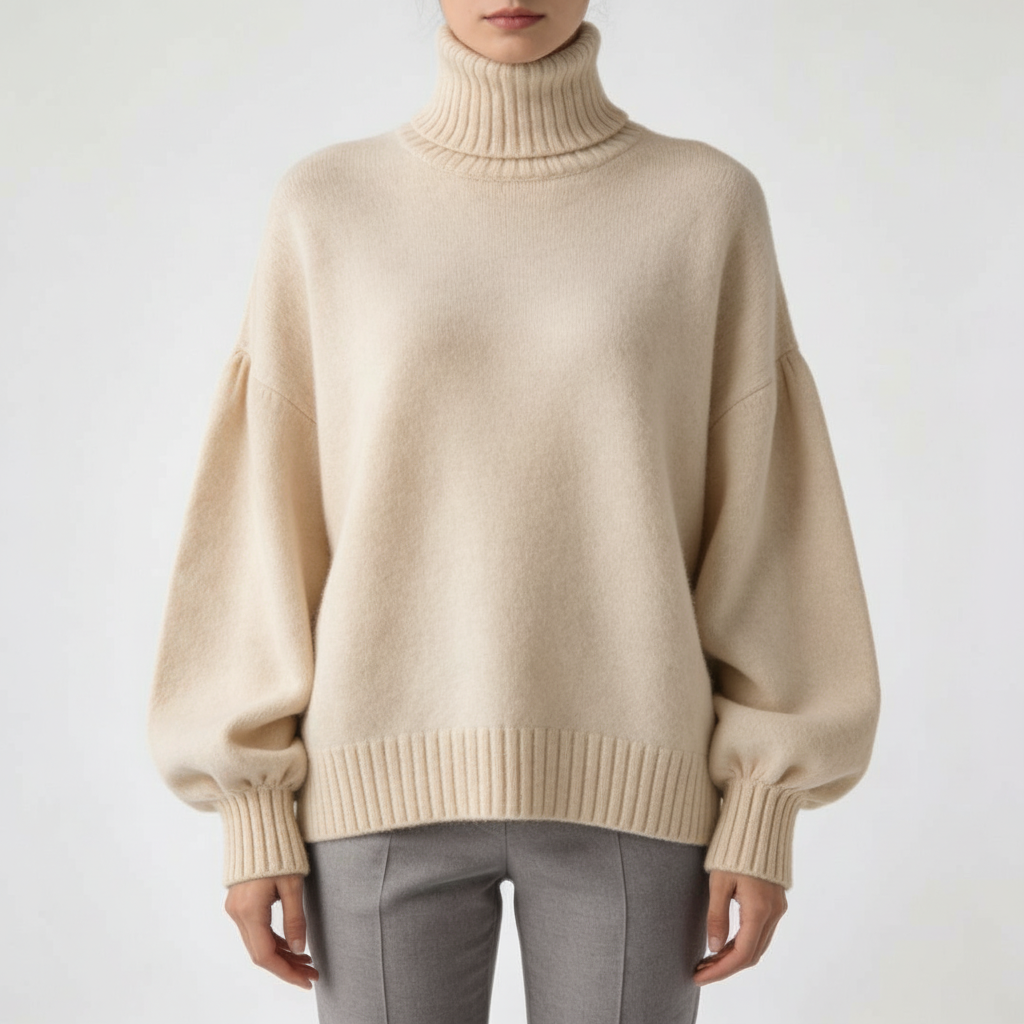 Højhalset kashmirtrøje i 100 % ren kashmir