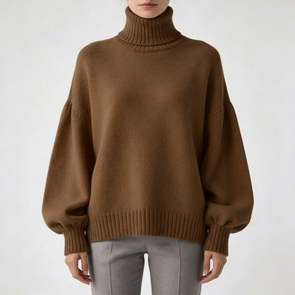 Højhalset kashmirtrøje i 100 % ren kashmir