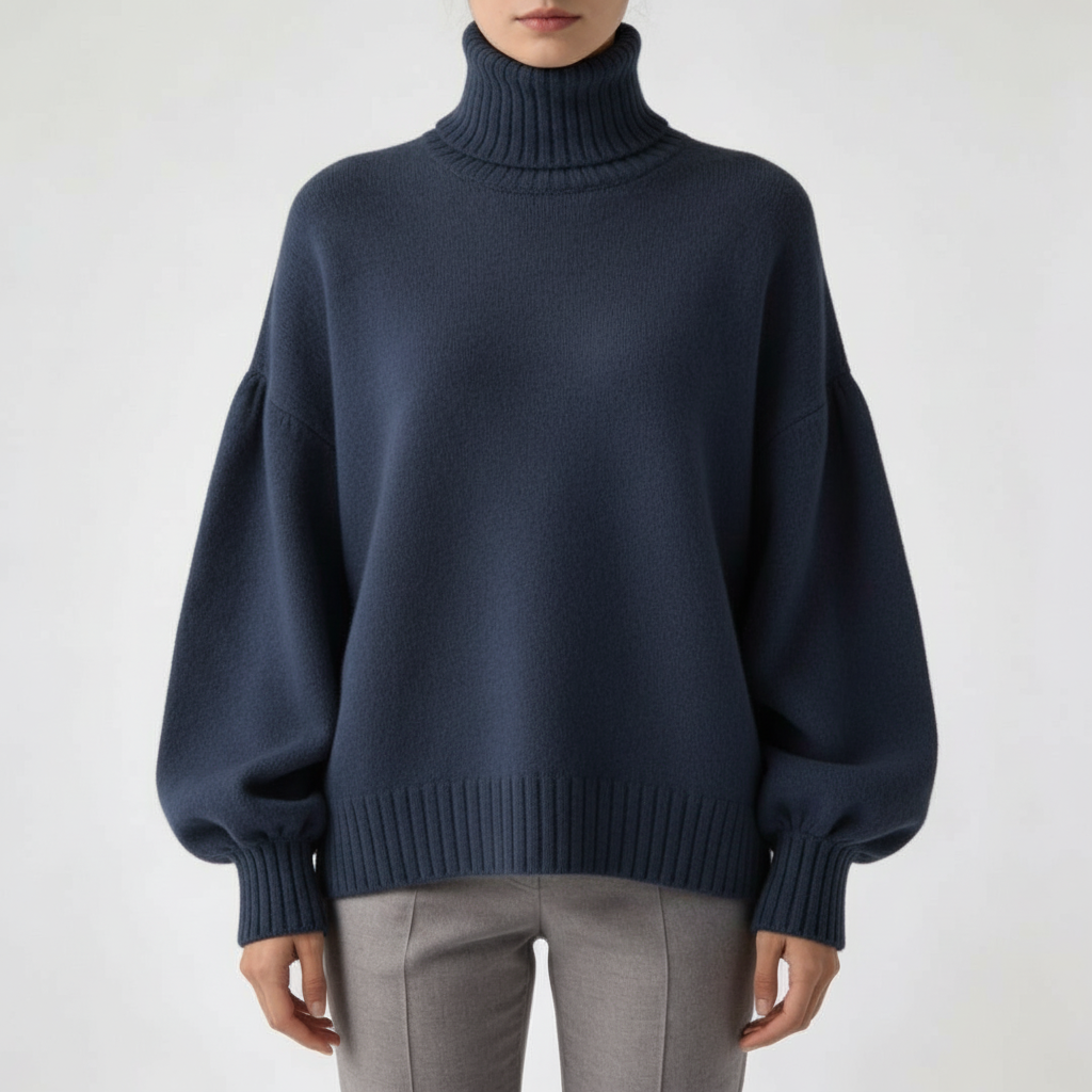 Højhalset kashmirtrøje i 100 % ren kashmir