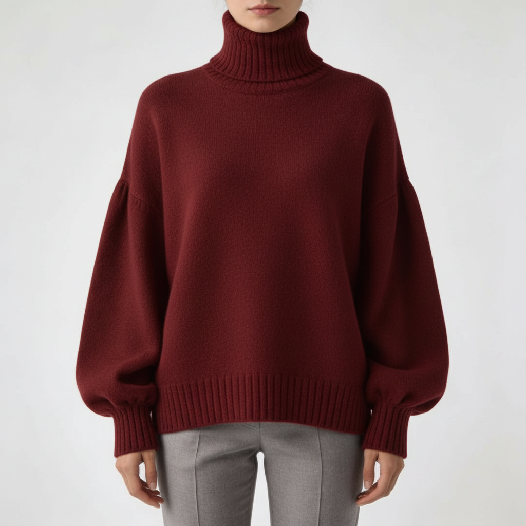 Højhalset kashmirtrøje i 100 % ren kashmir